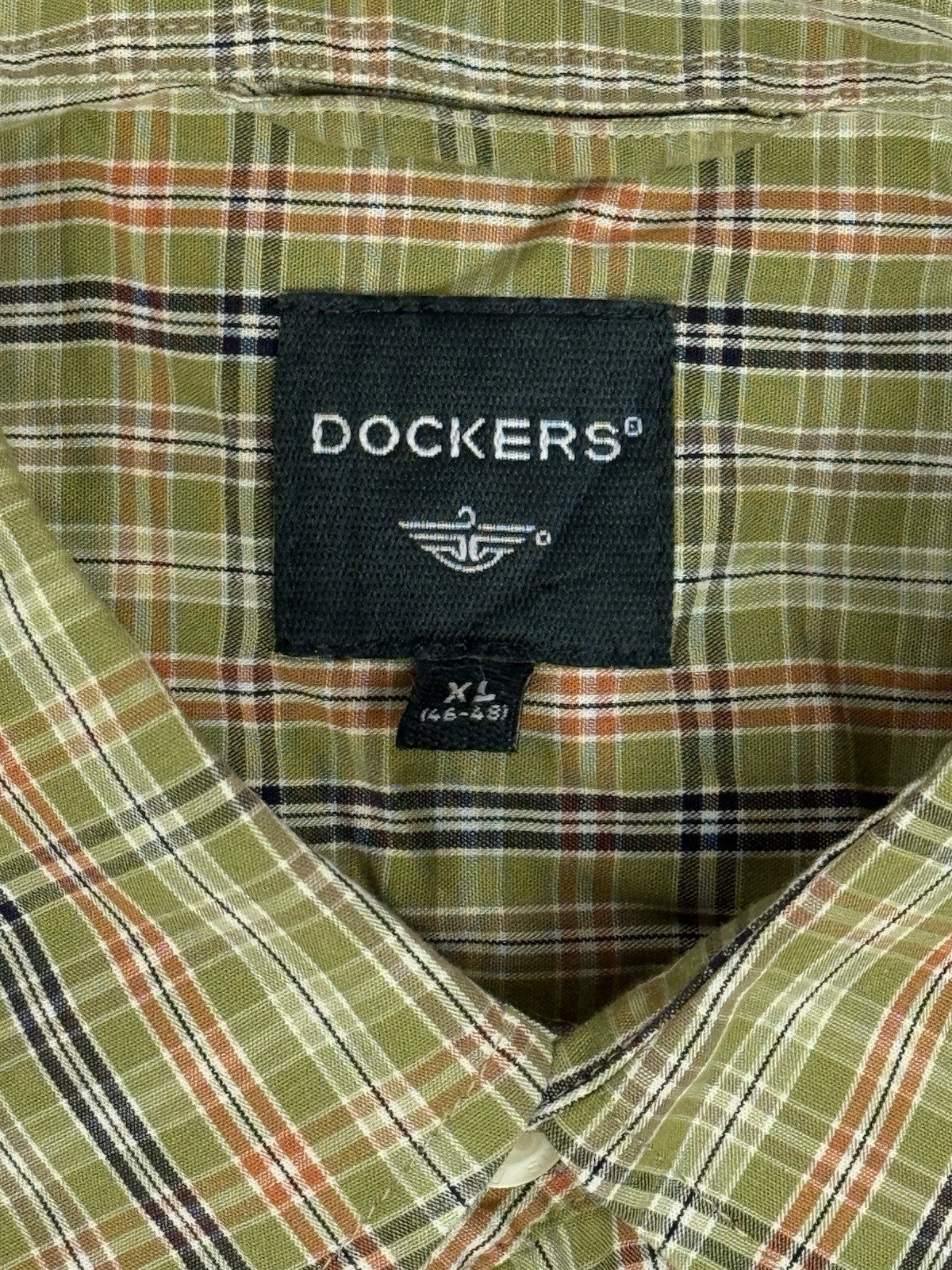 Dockers Green Plaid Collared Shirt XL