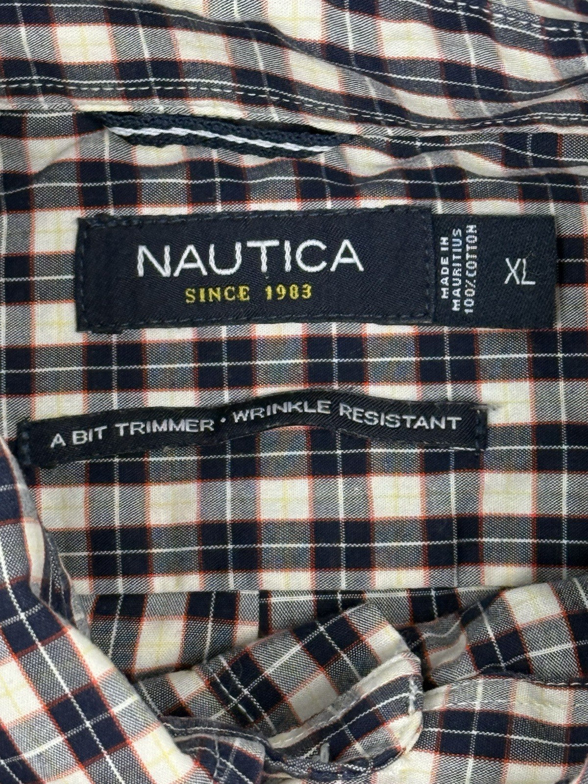 Nautica Retro Multicoloured Plaid Cotton Collared Shirt XL