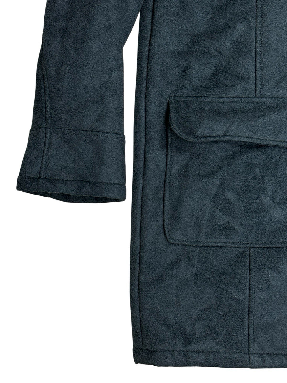 Ben Sherman Blue Lined Suede Coat Large