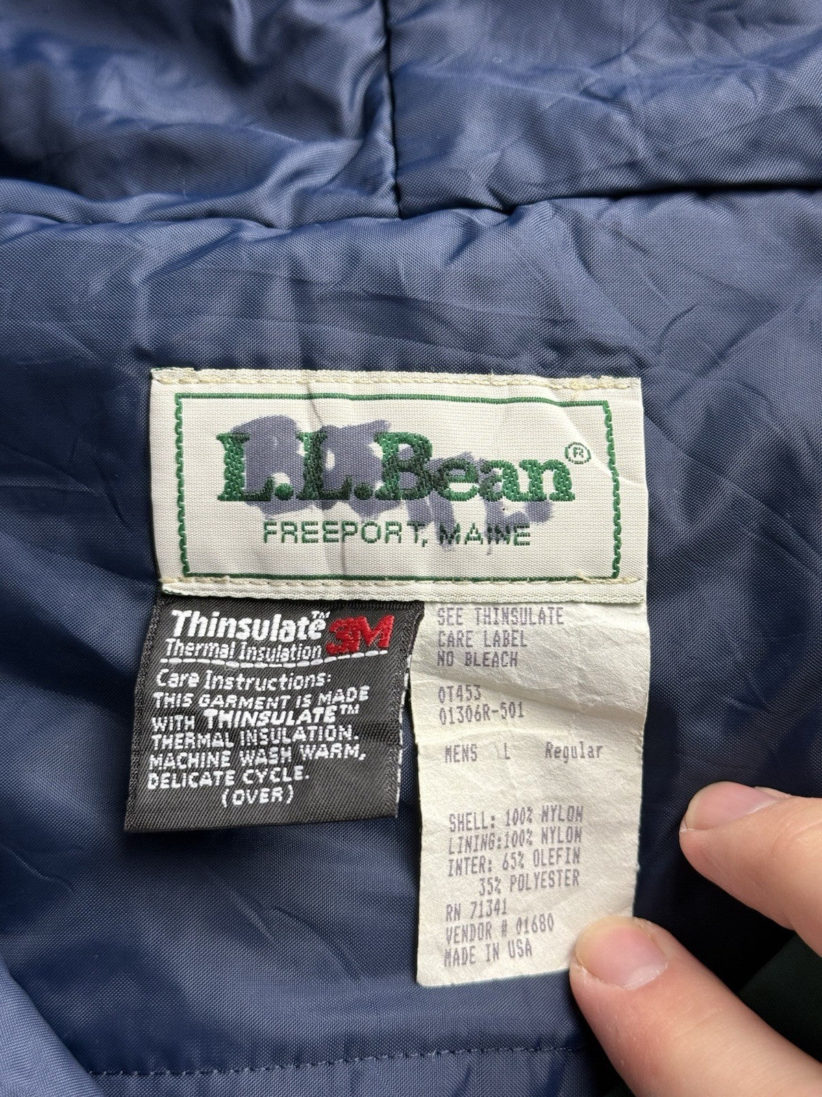 LL Bean Vintage Green Thinsulate Anorak Poncho Large