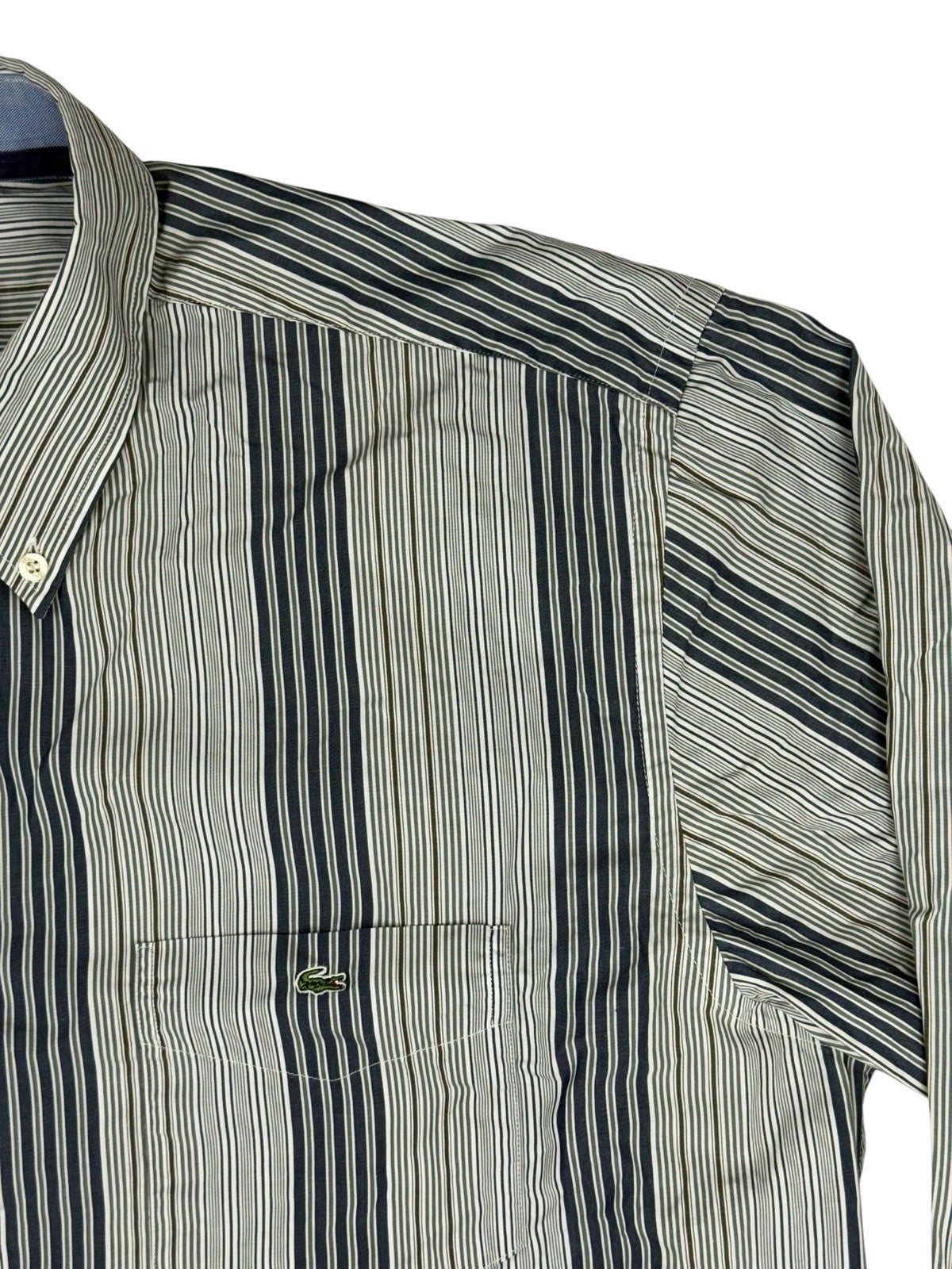 Lacoste Retro Blue Striped Shirt Large