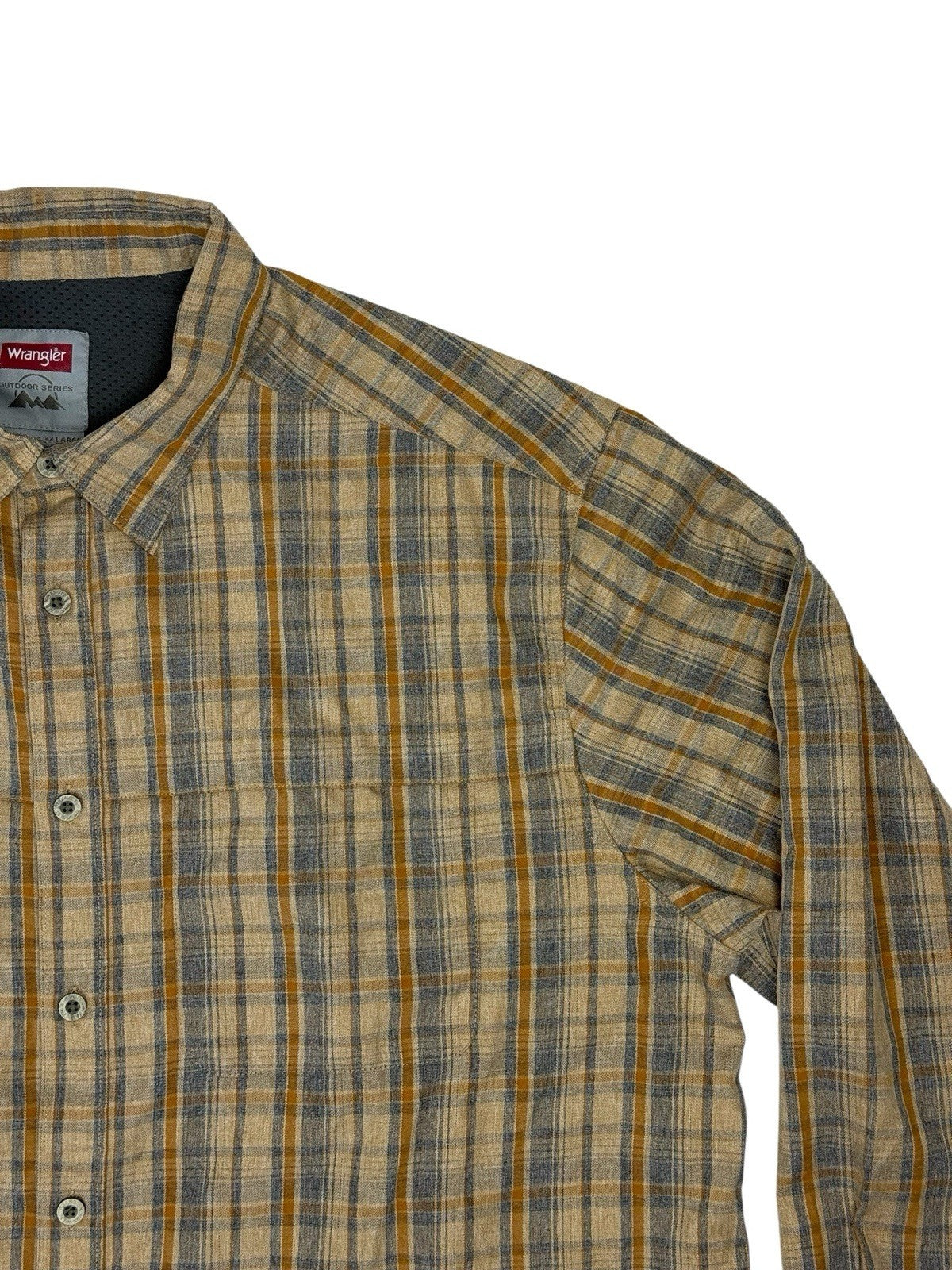 Wrangler Outdoor Series Beige Plaid Collared Shirt 2XL