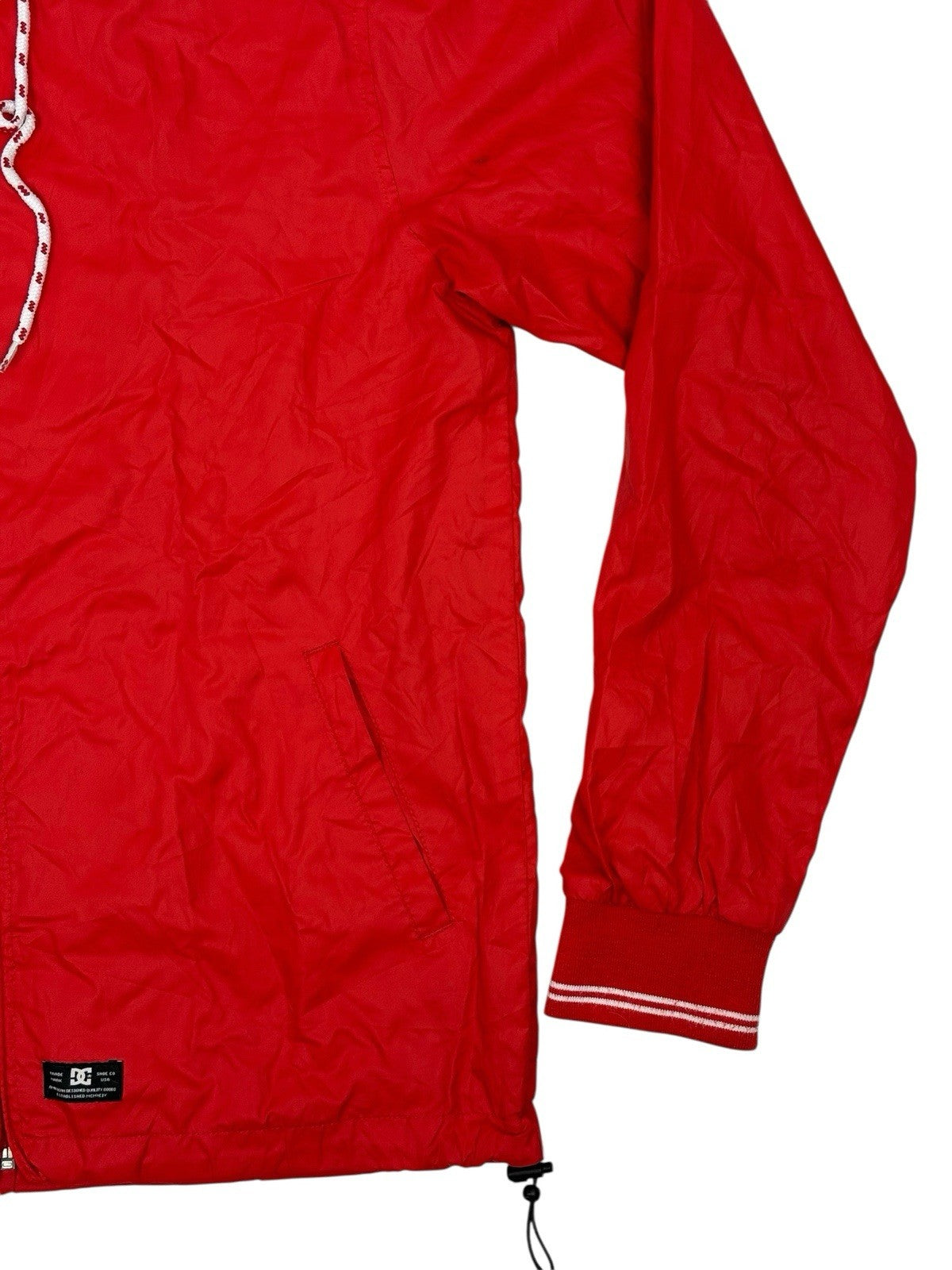 DC Red Hooded Zip Rain Jacket Small