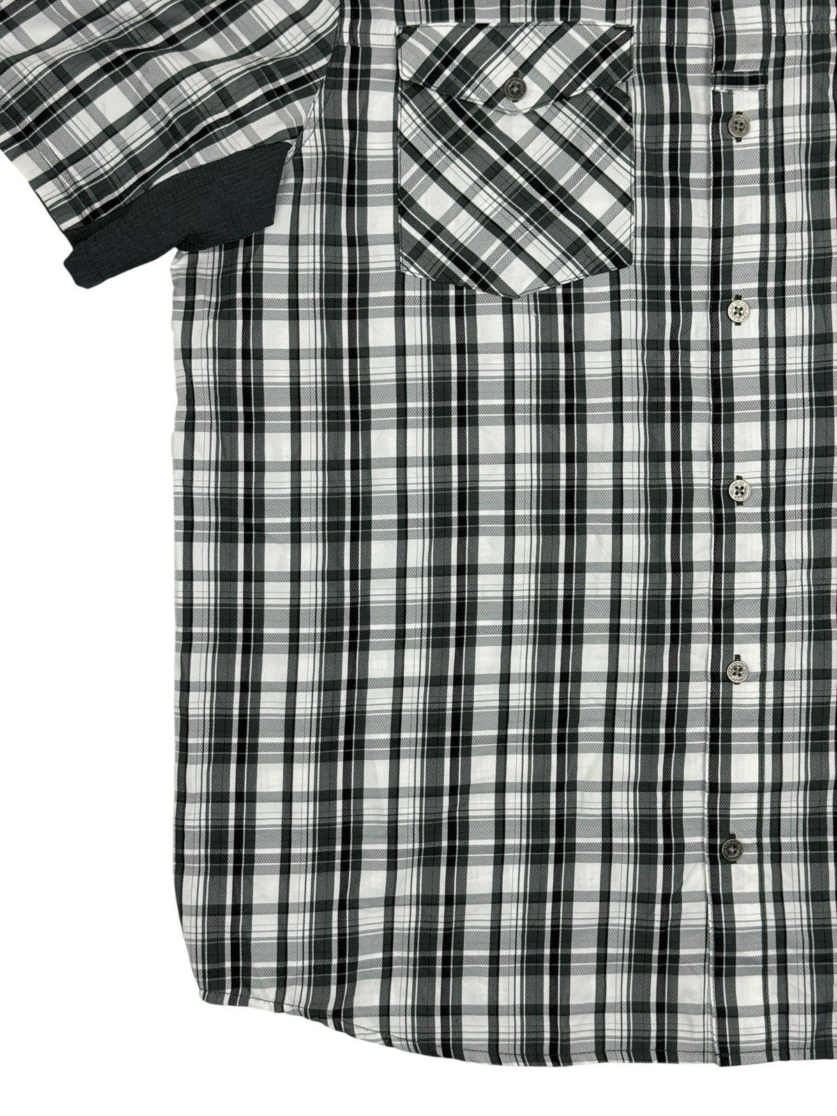 Wrangler Outdoor Grey Plaid Button Up Top XL