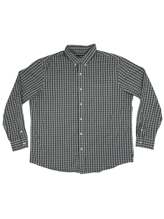 Chaps Black Plaid Stretch Easy Care Shirt 2XL