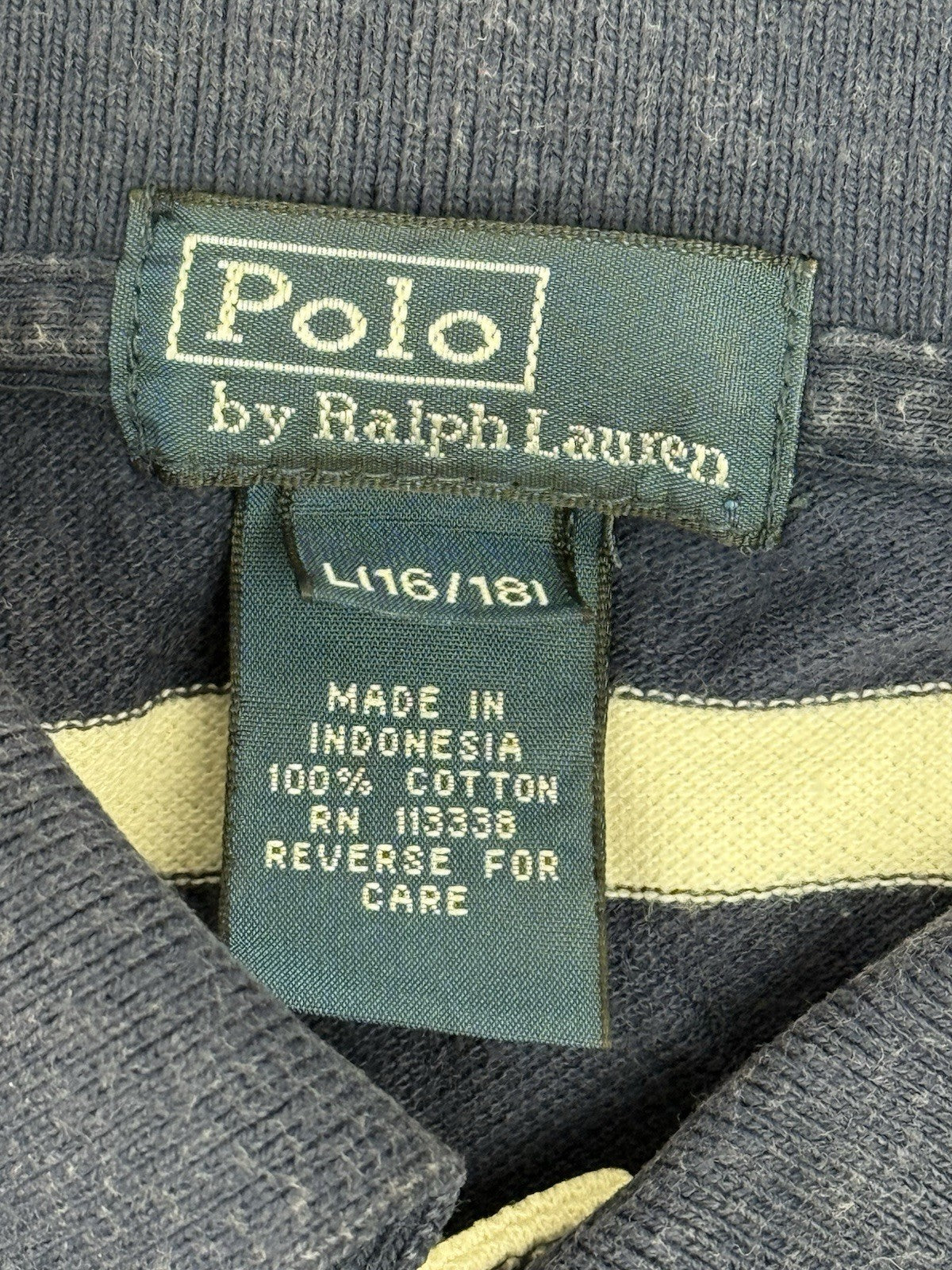 Polo Ralph Lauren Blue Striped Polo Top Size Large (16/18)