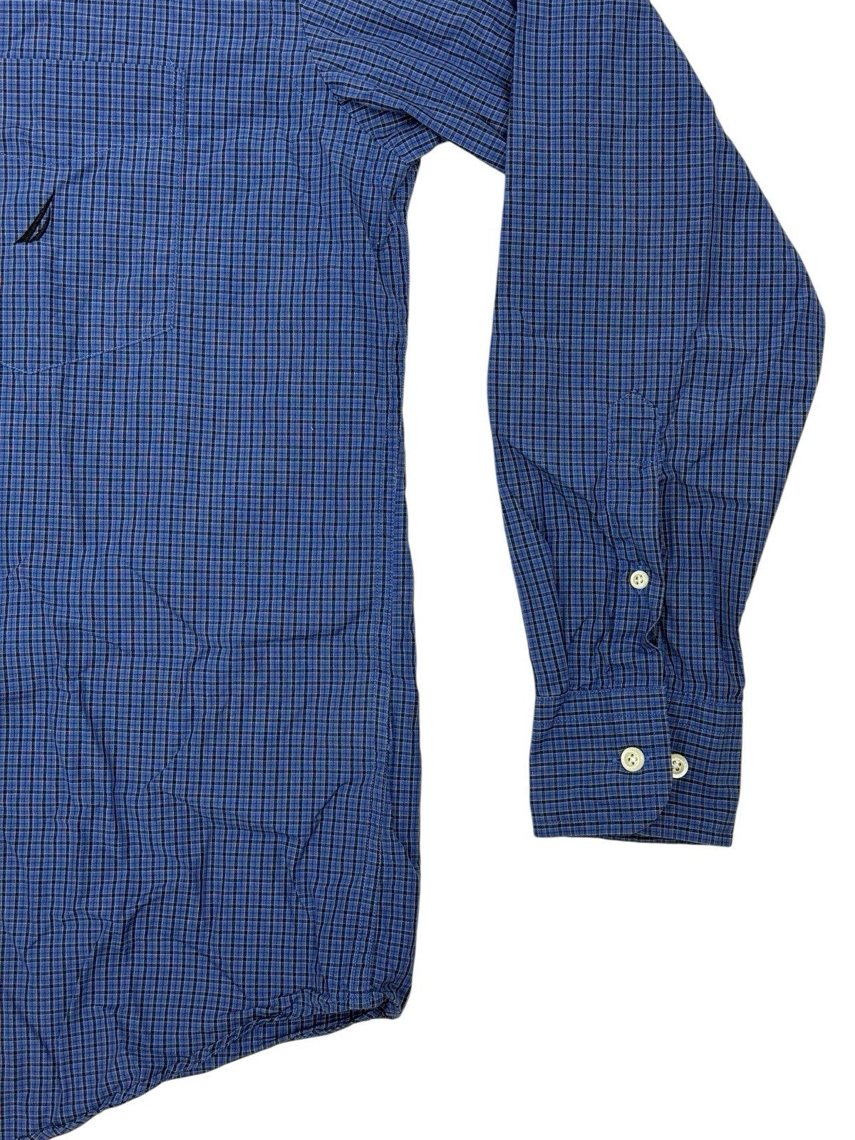 Nautica Blue Check Collared Shirt Medium