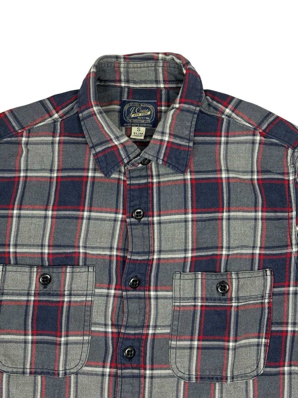 J Crew Retro Blue Plaid Slim Fit Collared Shirt Small