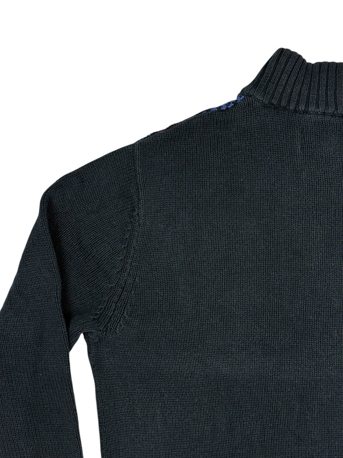Chaps Blue Cotton Retro Knit Jumper Small