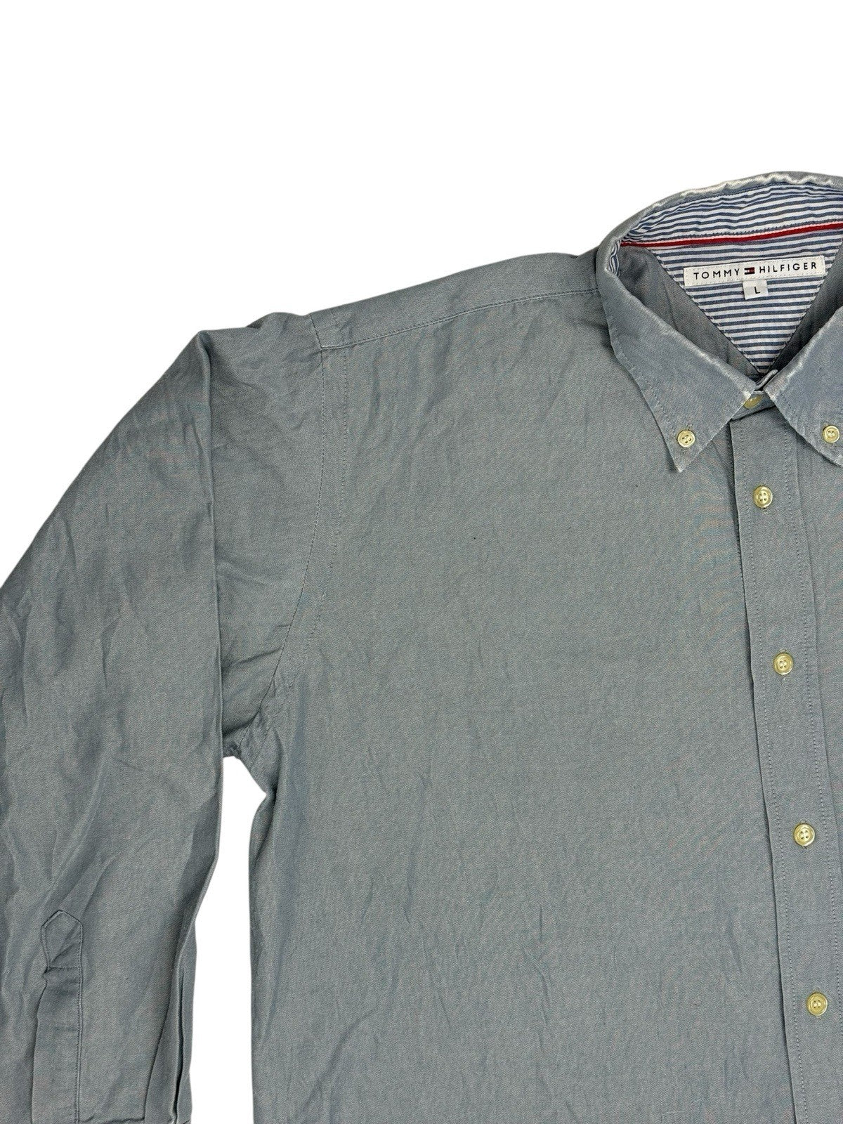 Tommy Hilfiger Retro Blue Collared Shirt Large