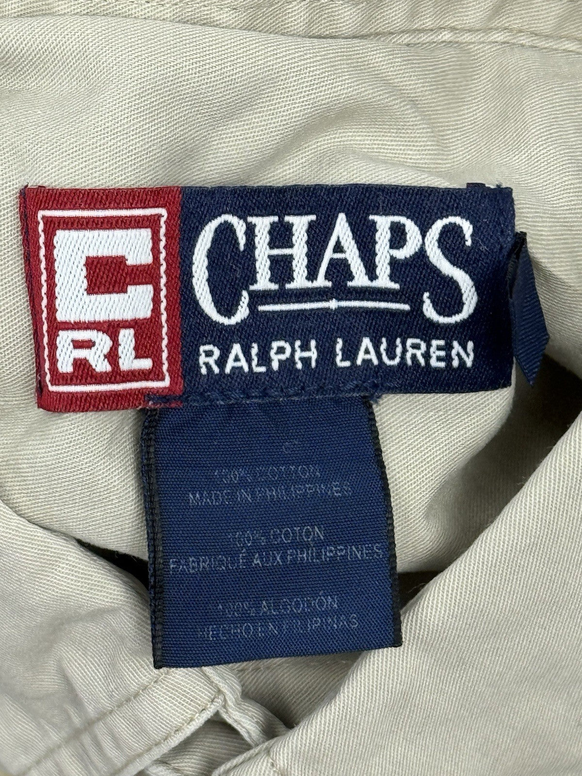 Chaps Ralph Lauren Retro Beige Cotton Shirt Medium