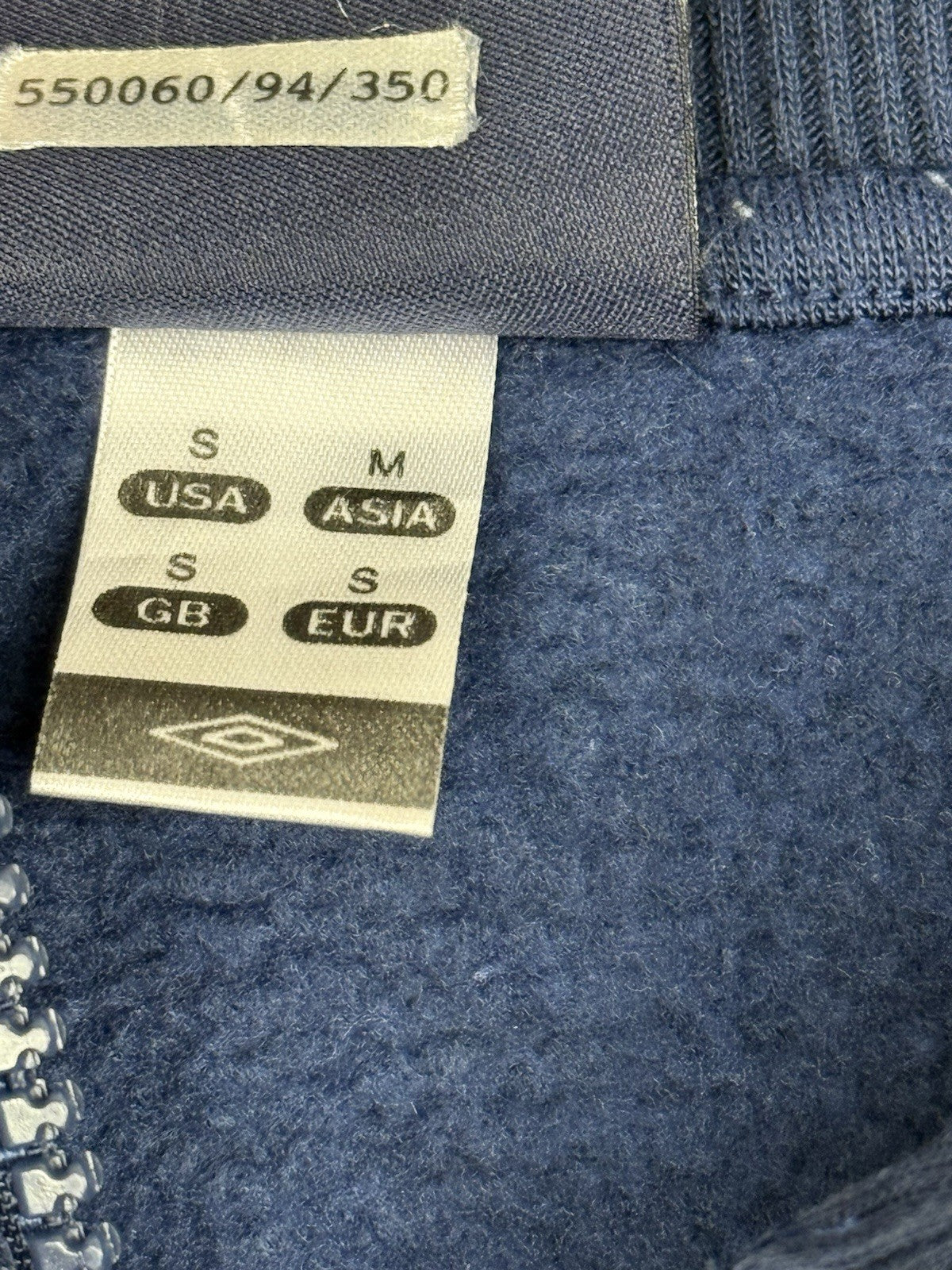 Umbro Blue Retro Zip Jumper Jacket Small