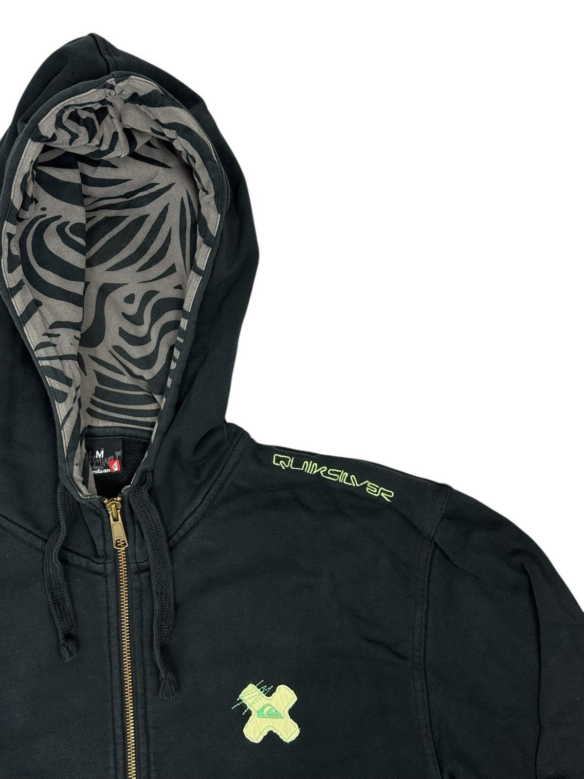 Quicksilver Black Zip Hoodie Jacket Medium
