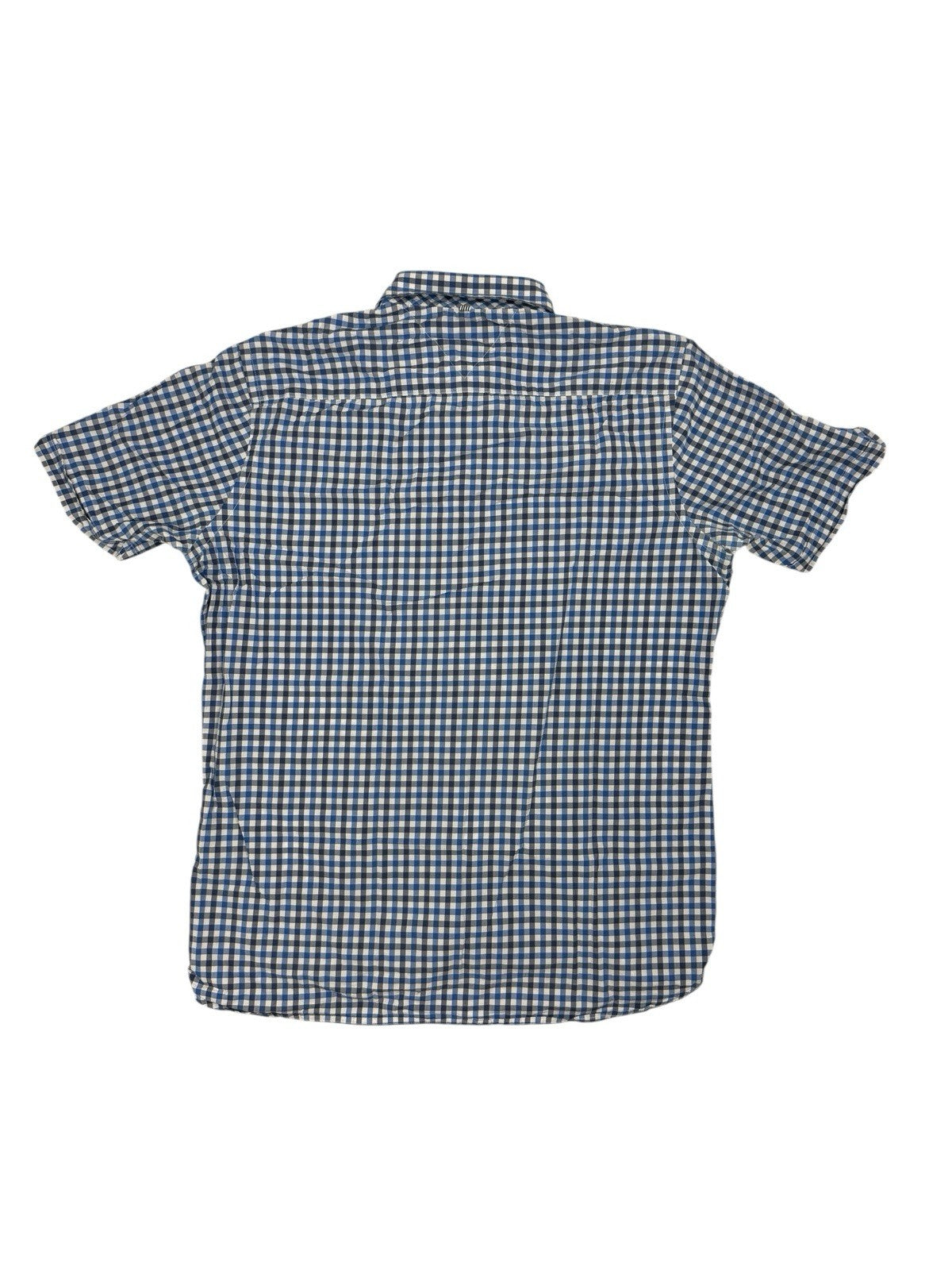 Tommy Hilfiger Blue Check Custom Fit Short Sleeve Shirt Medium