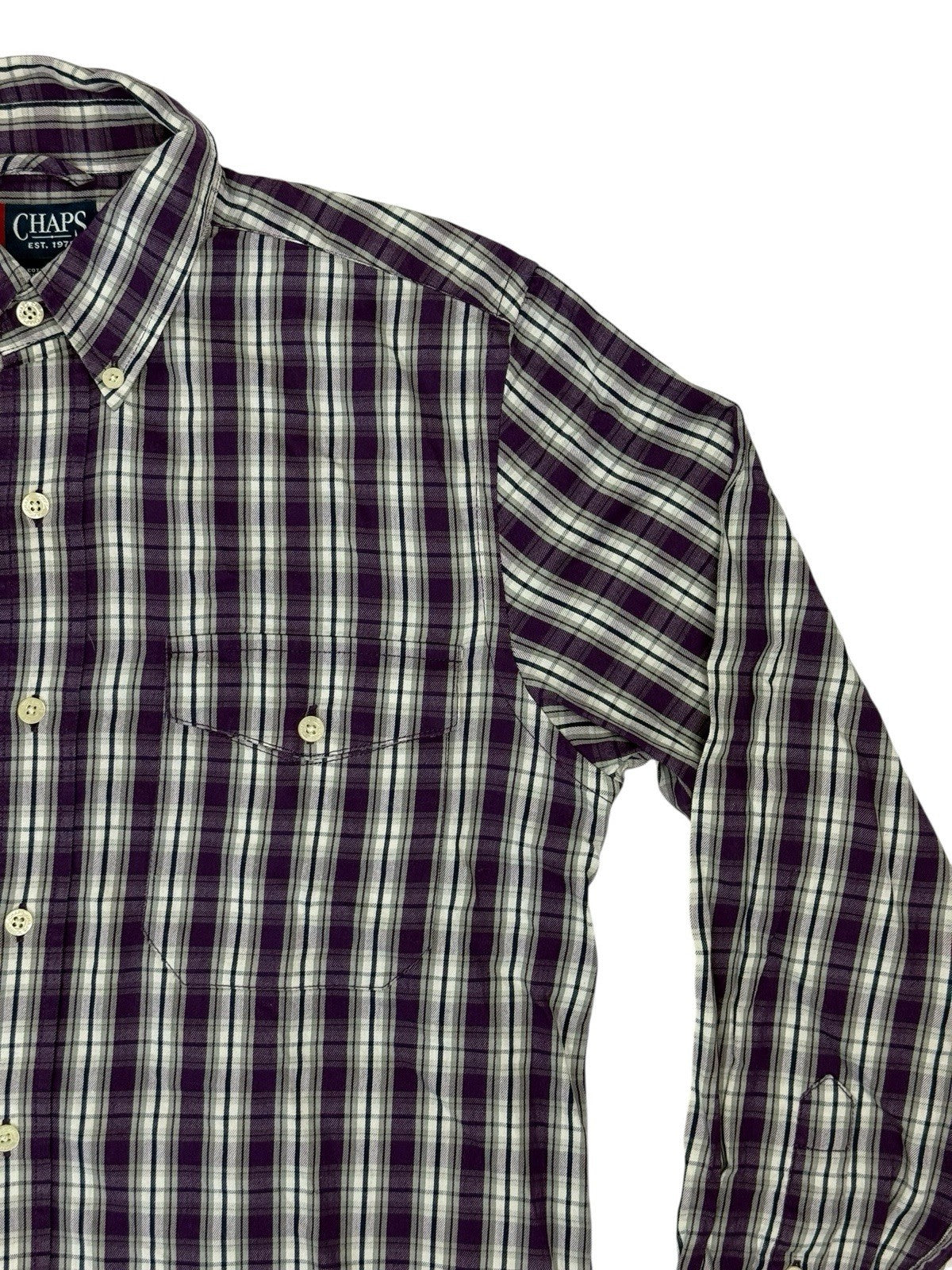 Chaps Purple Plaid Cotton Shirt Small