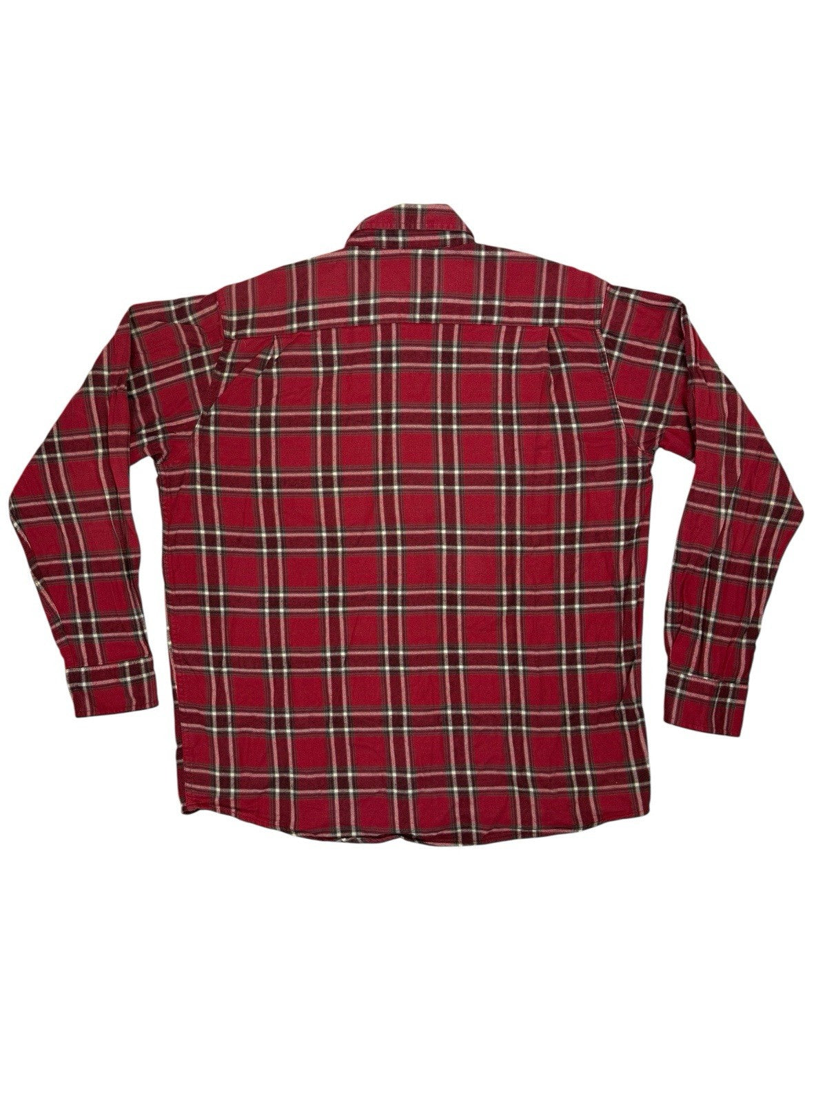 Wrangler Red Plaid Cotton Collared Shirt Large
