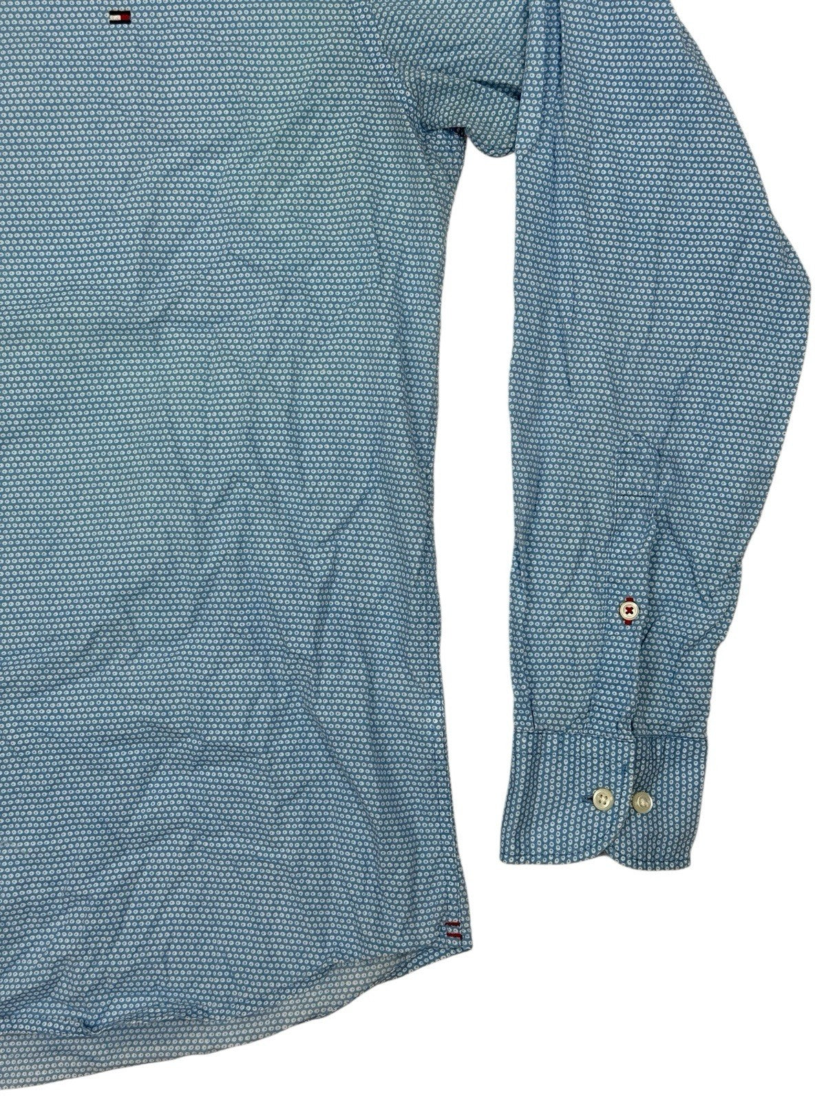 Tommy Hilfiger Blue Polka Dot Collared Shirt Large