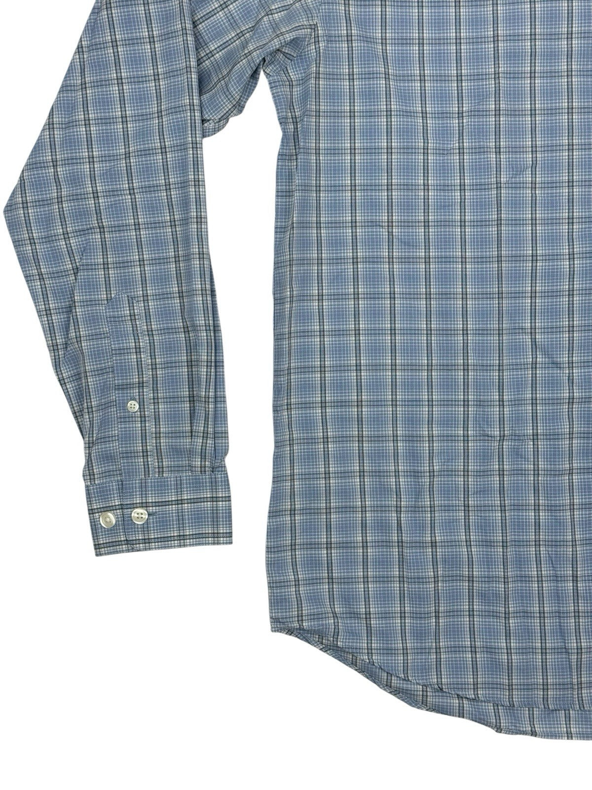 Eddie Bauer Retro Blue Plaid Cotton Collared Shirt Large Tall Fit