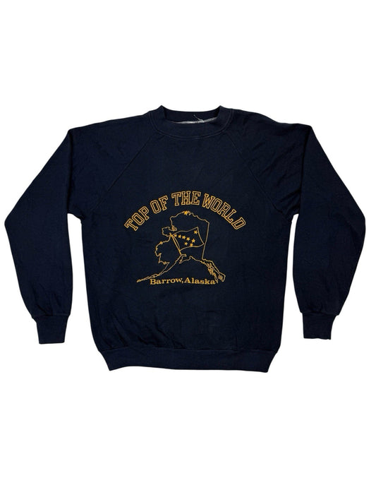 Vintage Blue Top of The World Alaska Print Jumper Small