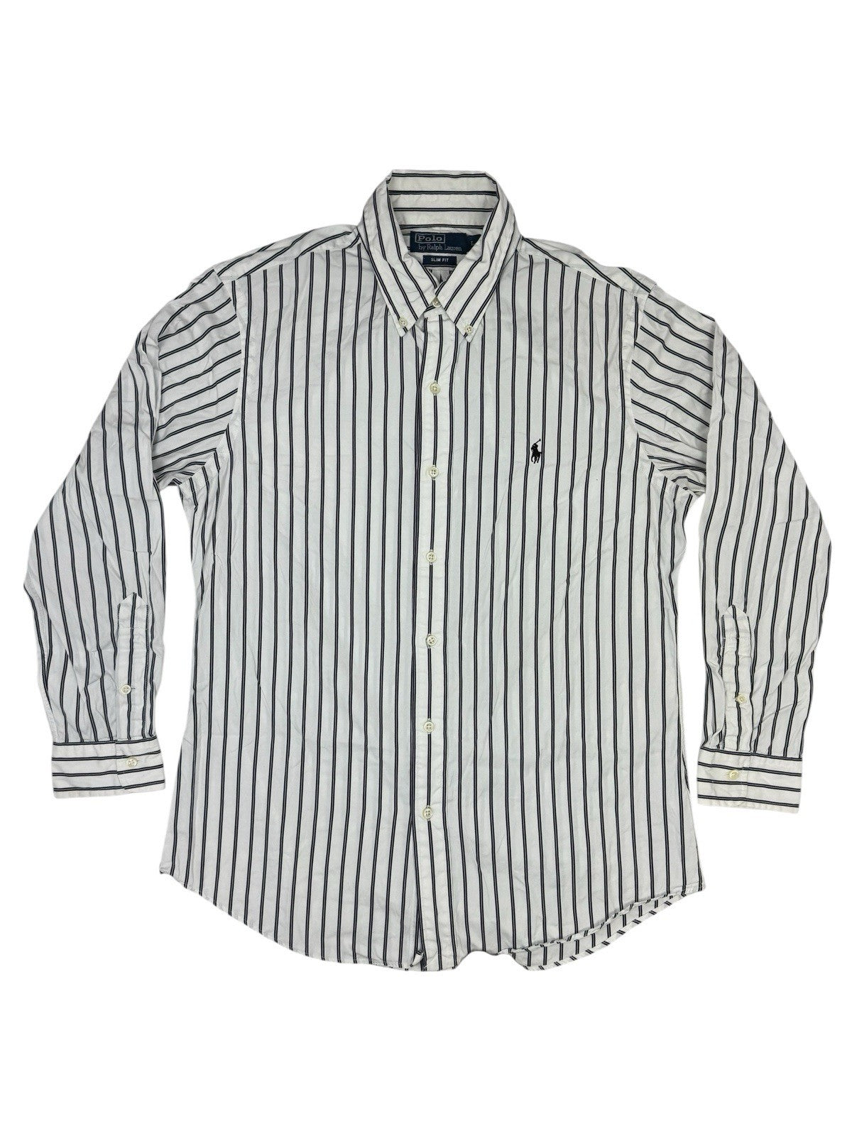 Polo Ralph Lauren White Striped Slim Fit Collared Shirt Large