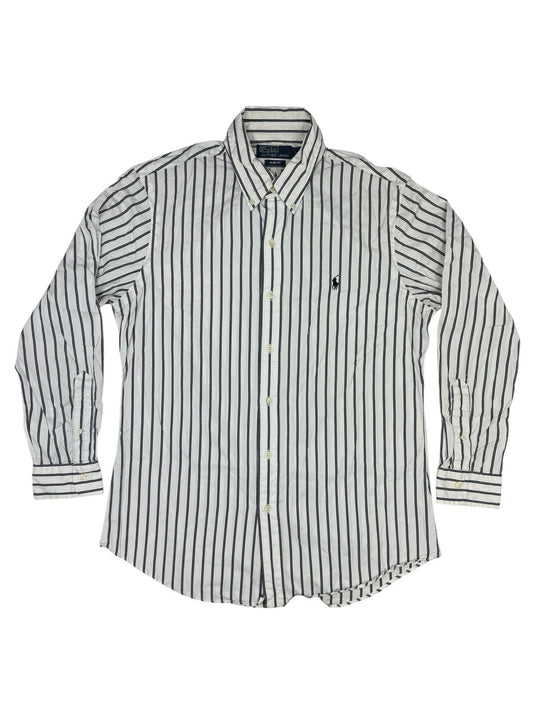 Polo Ralph Lauren White Striped Slim Fit Collared Shirt Large
