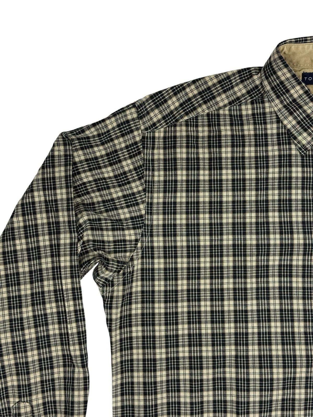 Tommy Hilfiger Retro Beige Plaid Cotton Shirt Medium