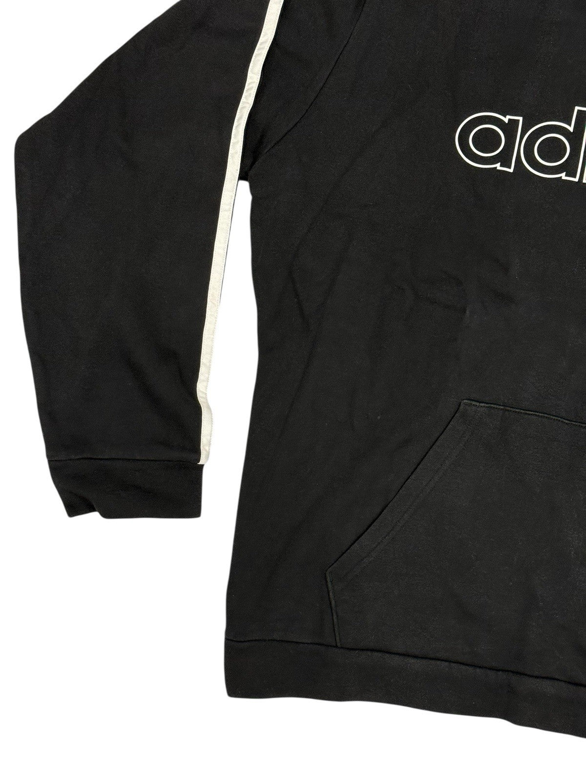 Adidas Black Printed 3 Stripe Hoodie Large