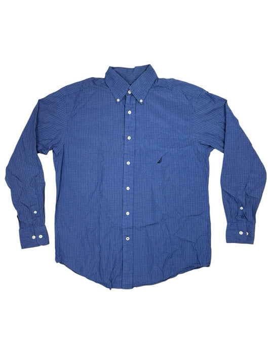 Nautica Blue Check Collared Shirt Medium