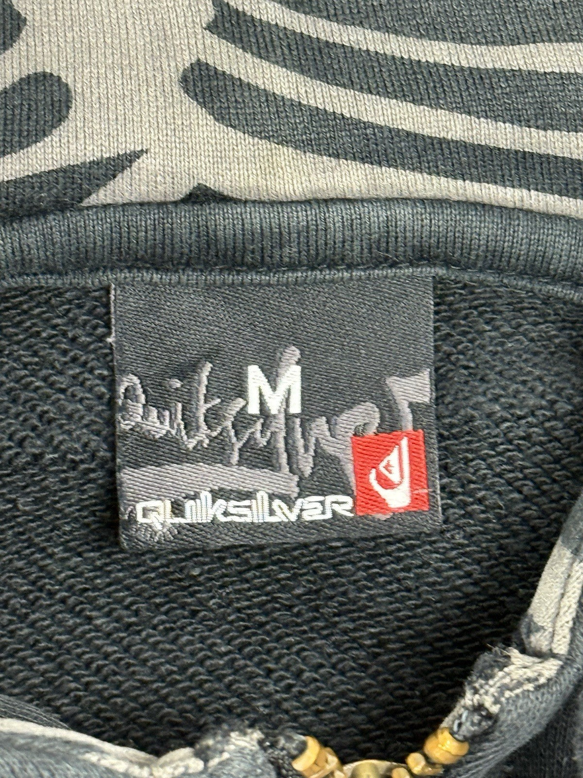 Quicksilver Black Zip Hoodie Jacket Medium