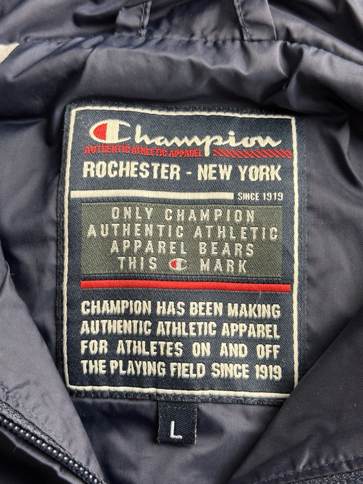 Champion Blue Zip Lined Jacket Large
