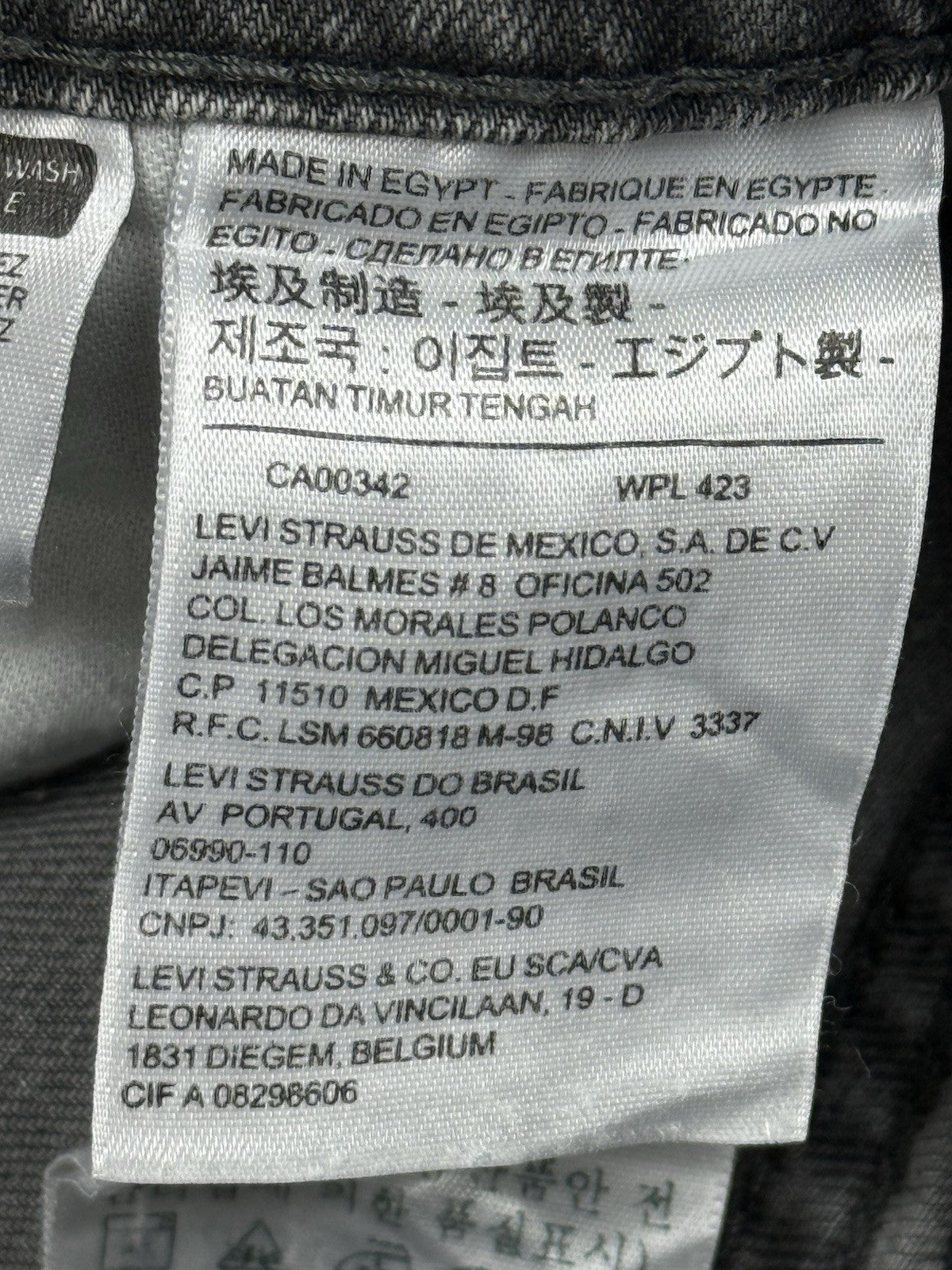 Levi's Grey 511 Slim Jeans 28W 30L