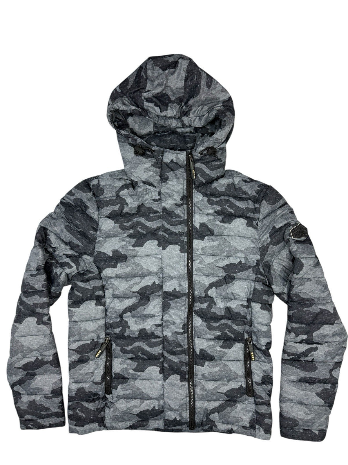Superdry Grey Camo Fuji Puffer Jacket Medium