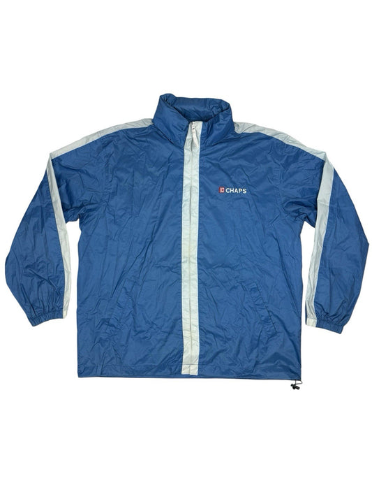 Chaps Blue Retro Nylon Zip Hooded Jacket Large