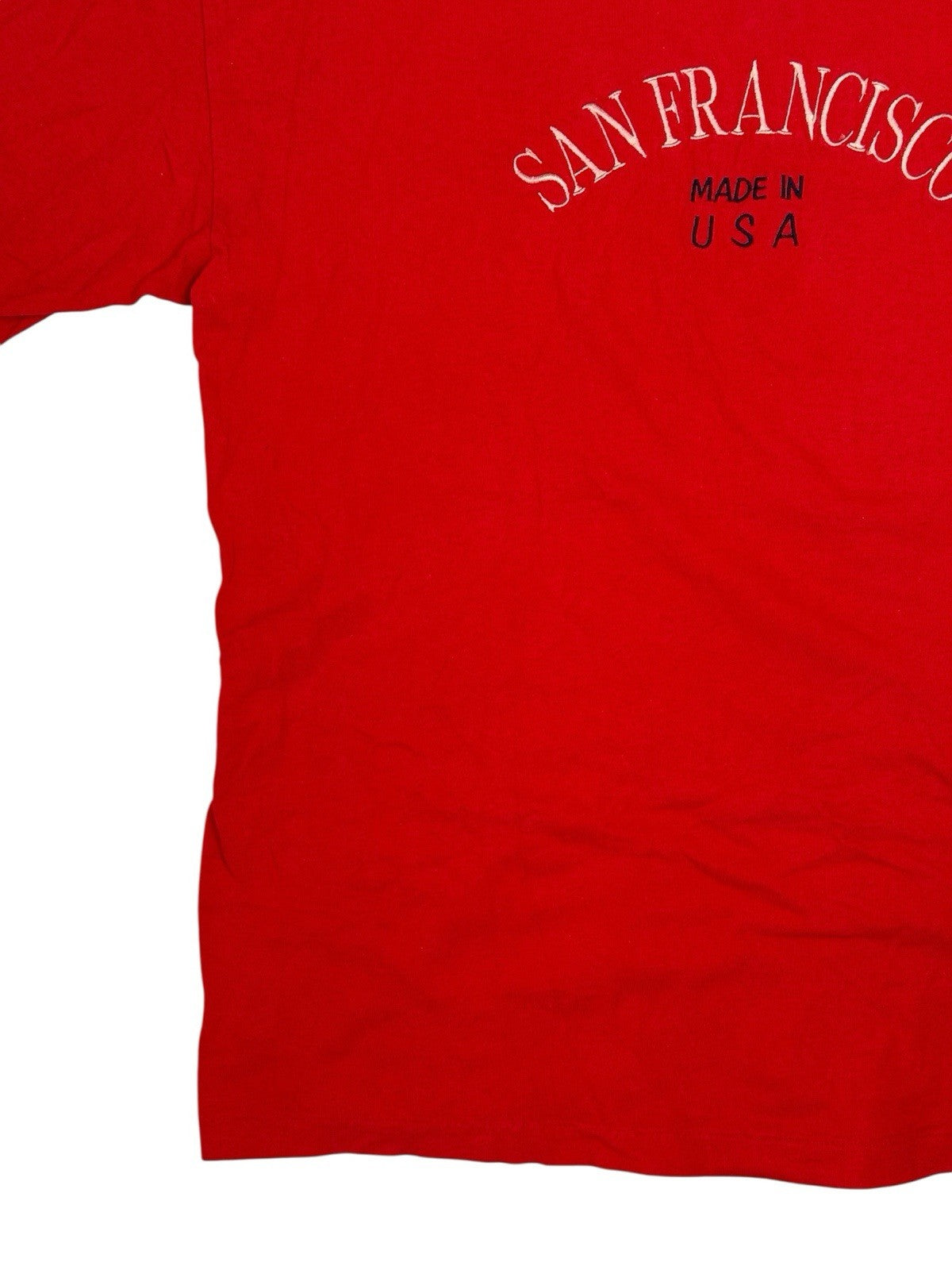 Vintage Red Cotton Embroidered San Francisco Top XL