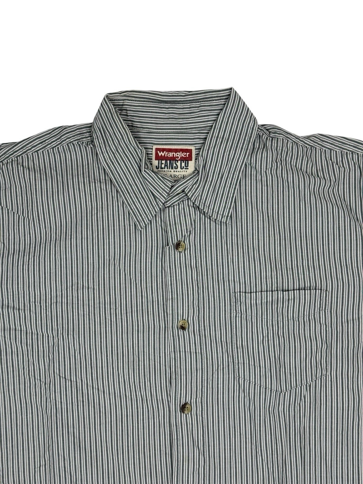 Wrangler Grey Striped Collared Cotton Shirt XL
