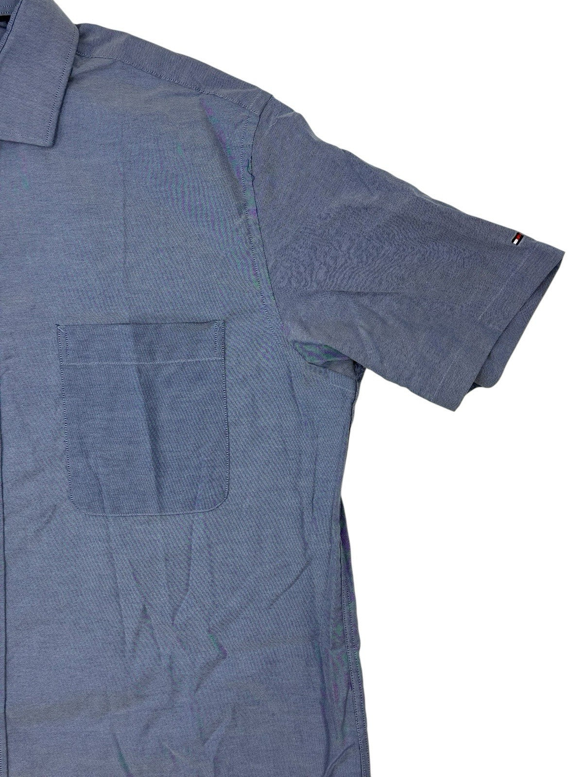 Tommy Hilfiger Blue Regular Fit Short Sleeve Collared Shirt Large