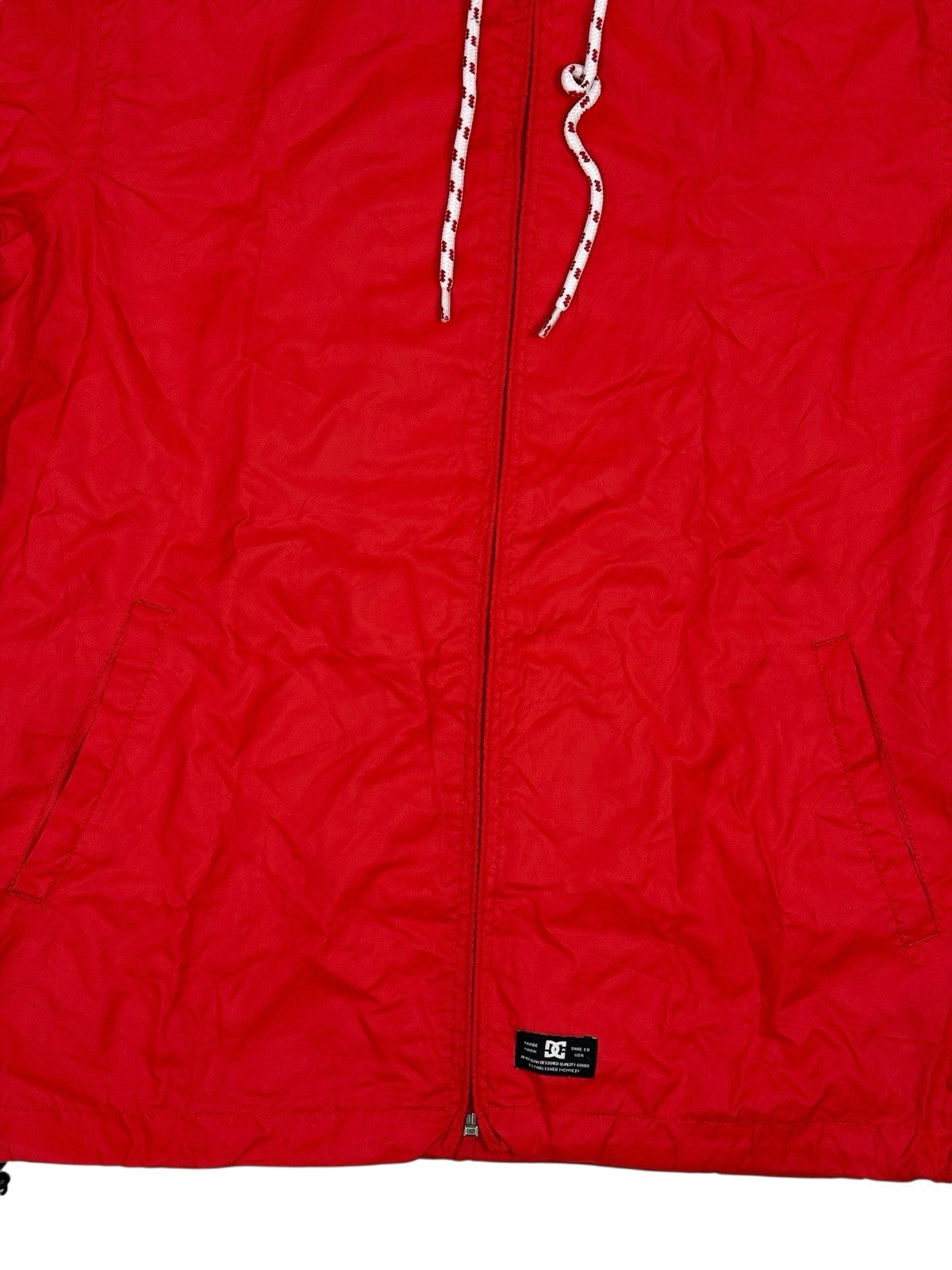 DC Red Hooded Zip Rain Jacket Small