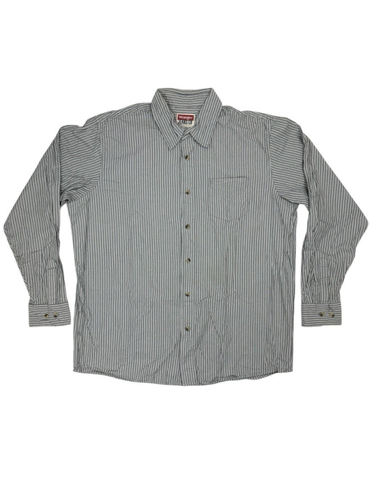 Wrangler Grey Striped Collared Cotton Shirt XL
