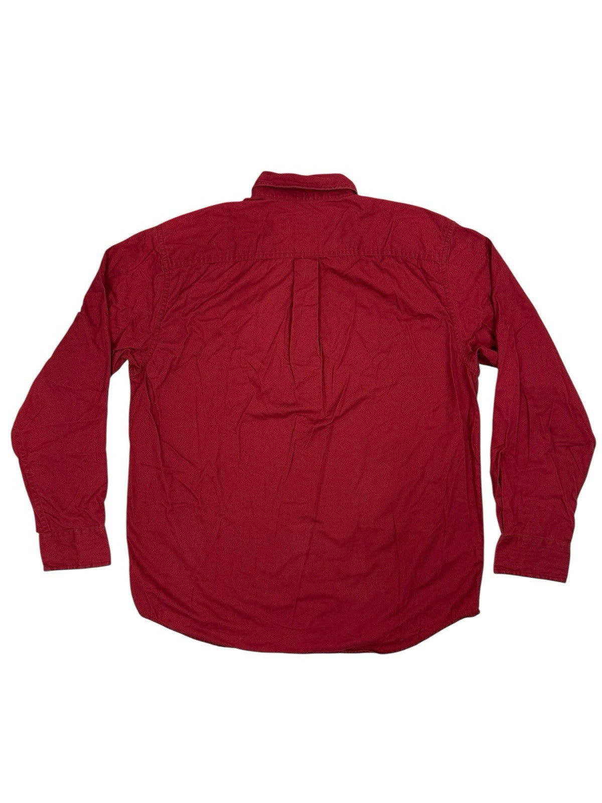 Eddie Bauer Red Cotton Relaxed Fit Collared Shirt Medium