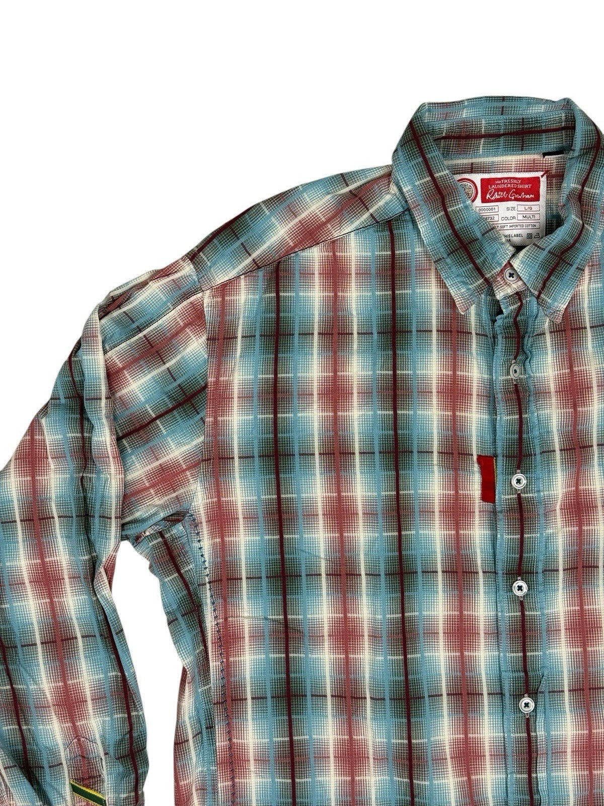 Robert Graham Multi Plaid Cotton Shirt Large