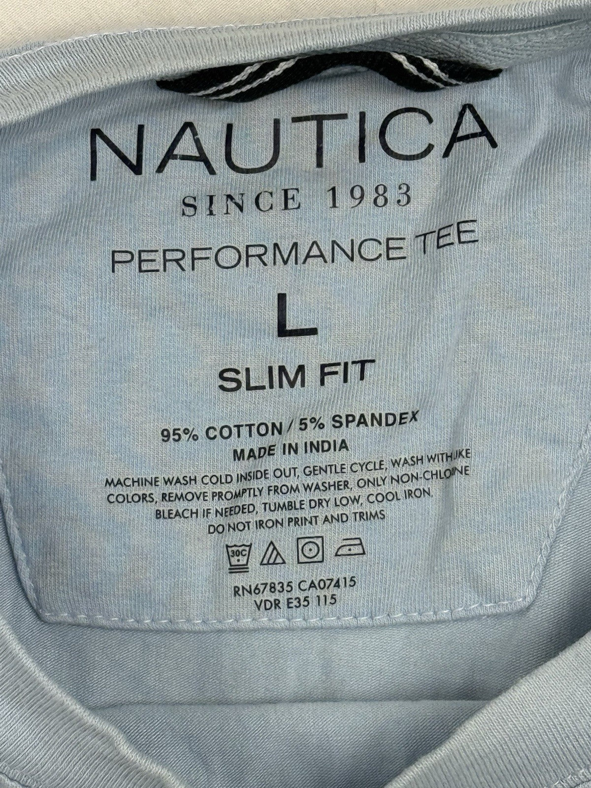 Nautica Retro Blue Slim Fit Performance Top Large