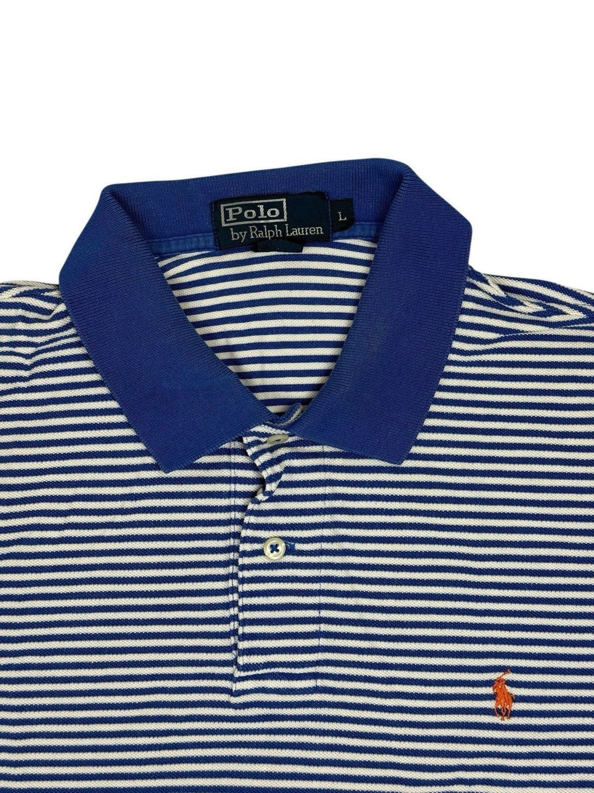Polo Ralph Lauren Blue White Striped Polo Top Large