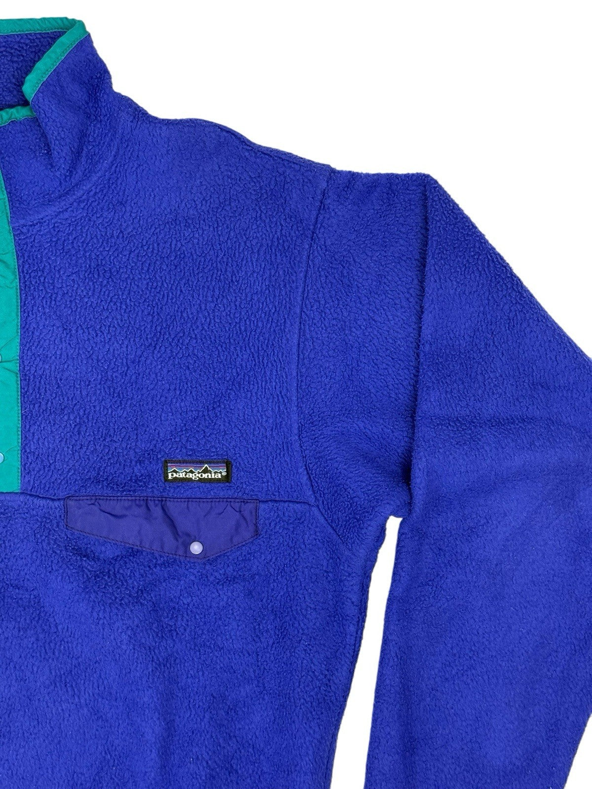 Patagonia Retro Blue Micro Synchilla 1/4 Zip Fleece Jumper Small