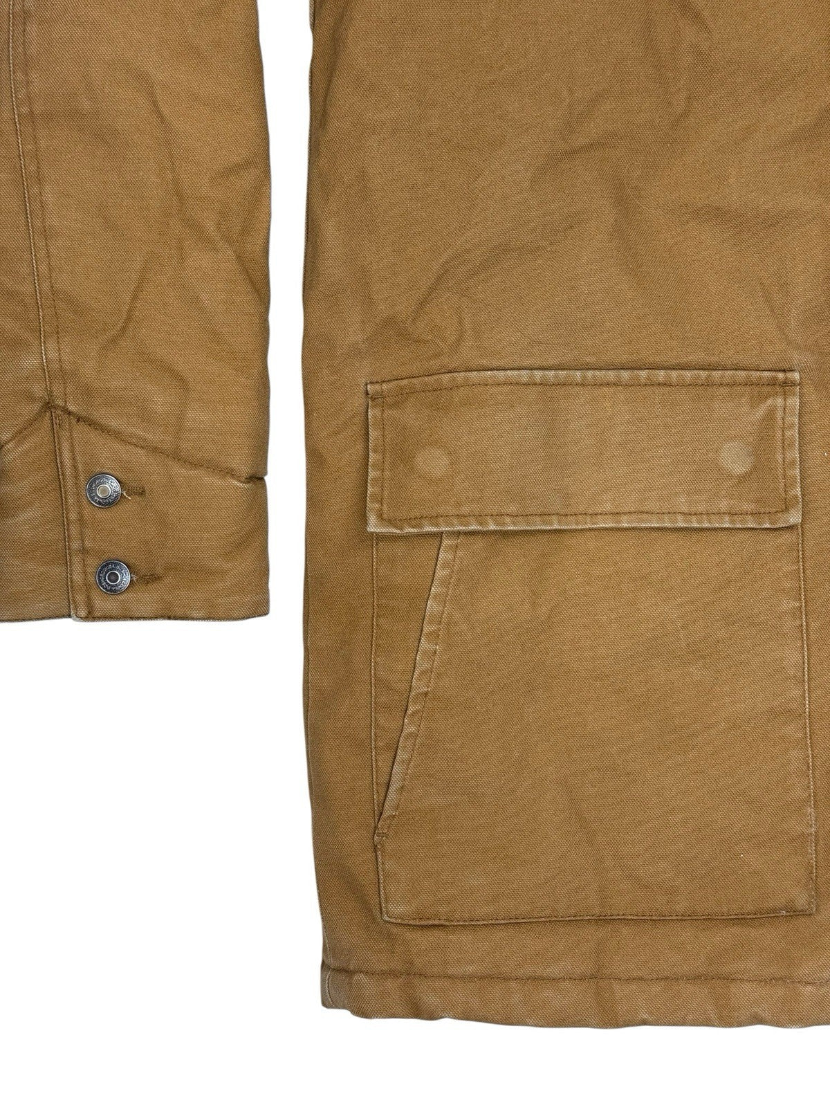 DC Brown Heavyweight Zip Hooded Insulated Denim Long Jacket Medium