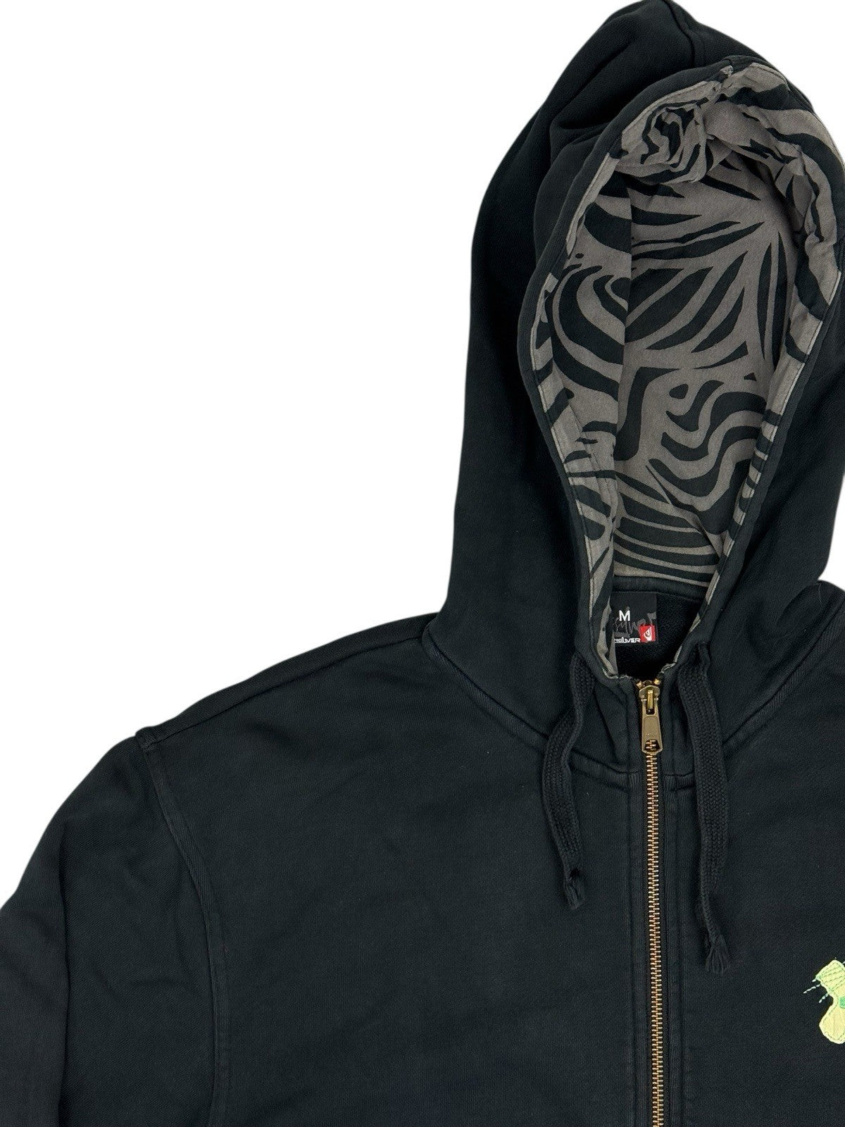 Quicksilver Black Zip Hoodie Jacket Medium