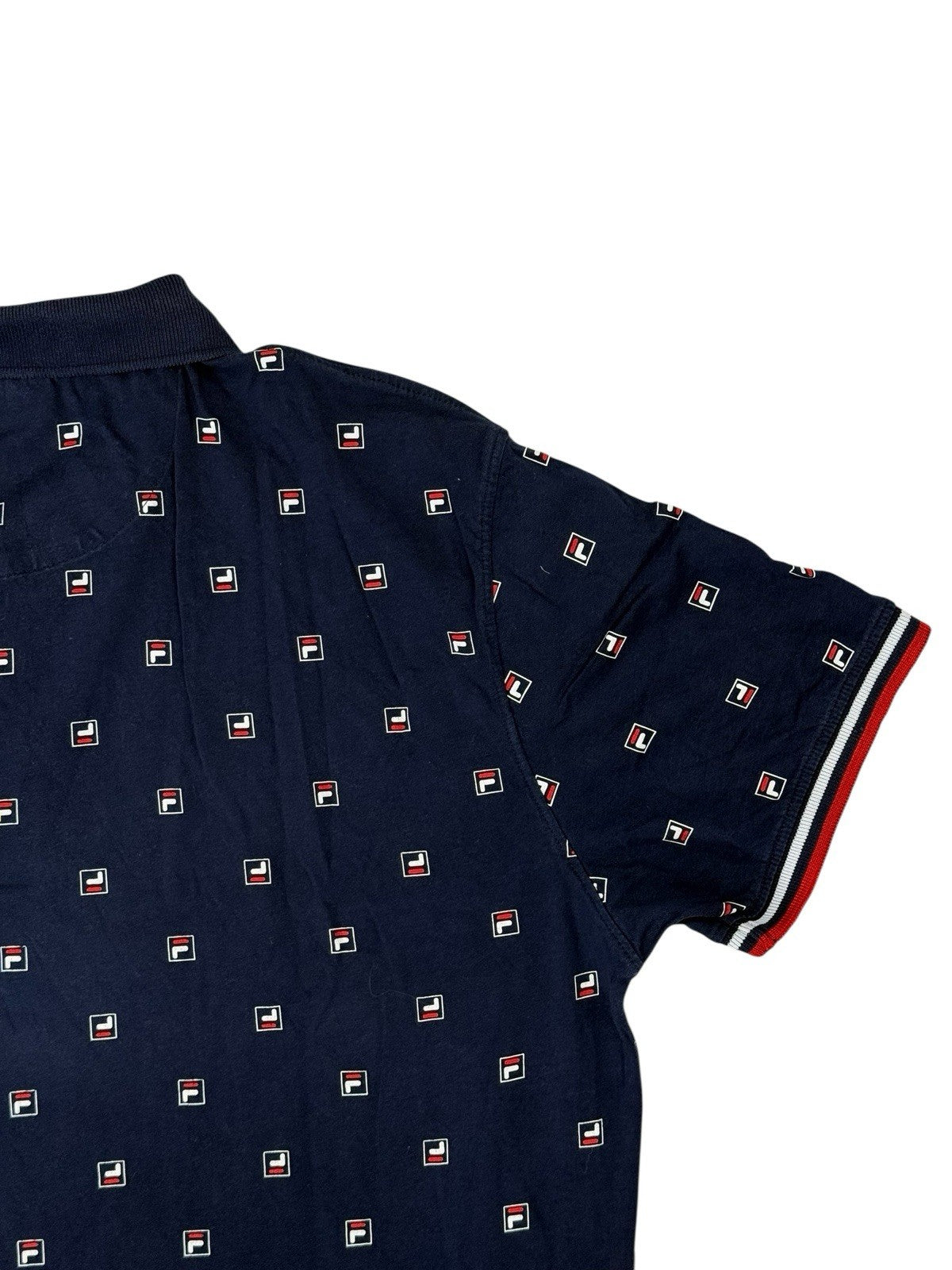 Fila Blue Cotton All Over Logo Polo Top 2XL