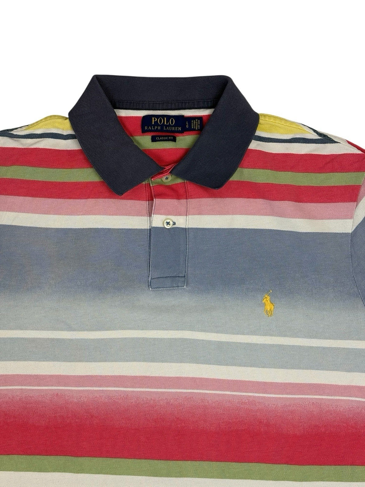 Polo Ralph Lauren Multicoloured Striped Classic Fit Polo Top Size Large