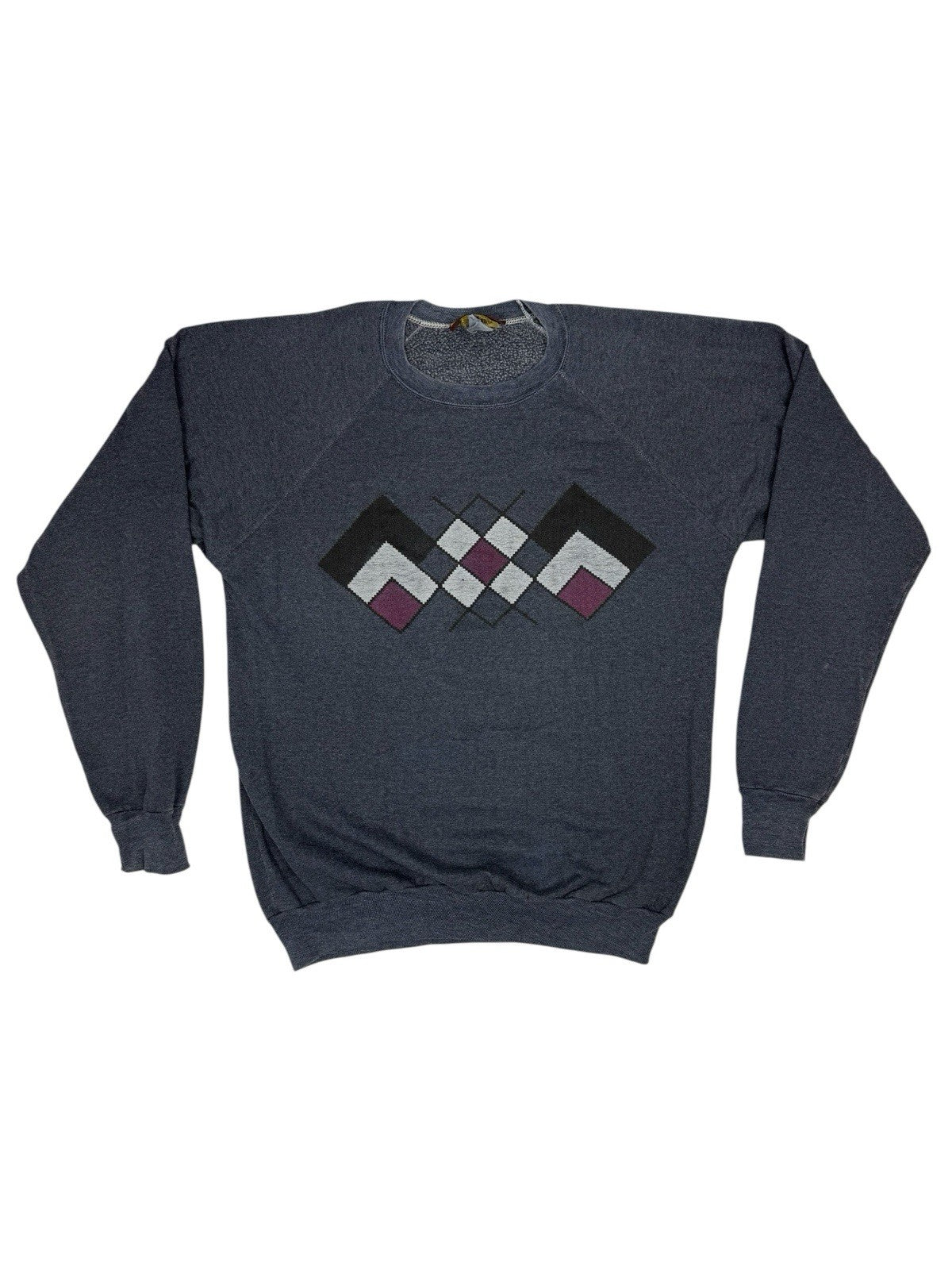 Vintage Moss Creek Trader Grey Argyle Pattern Jumper Medium
