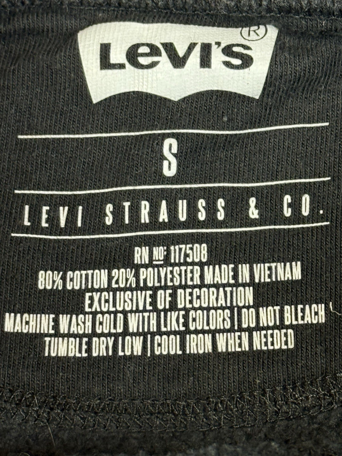 Levi's Black Batwing Patch Jumper Large