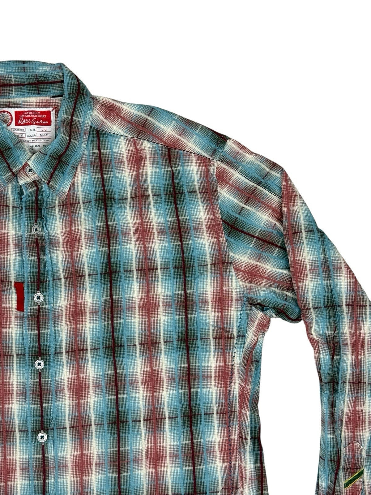 Robert Graham Multi Plaid Cotton Shirt Large